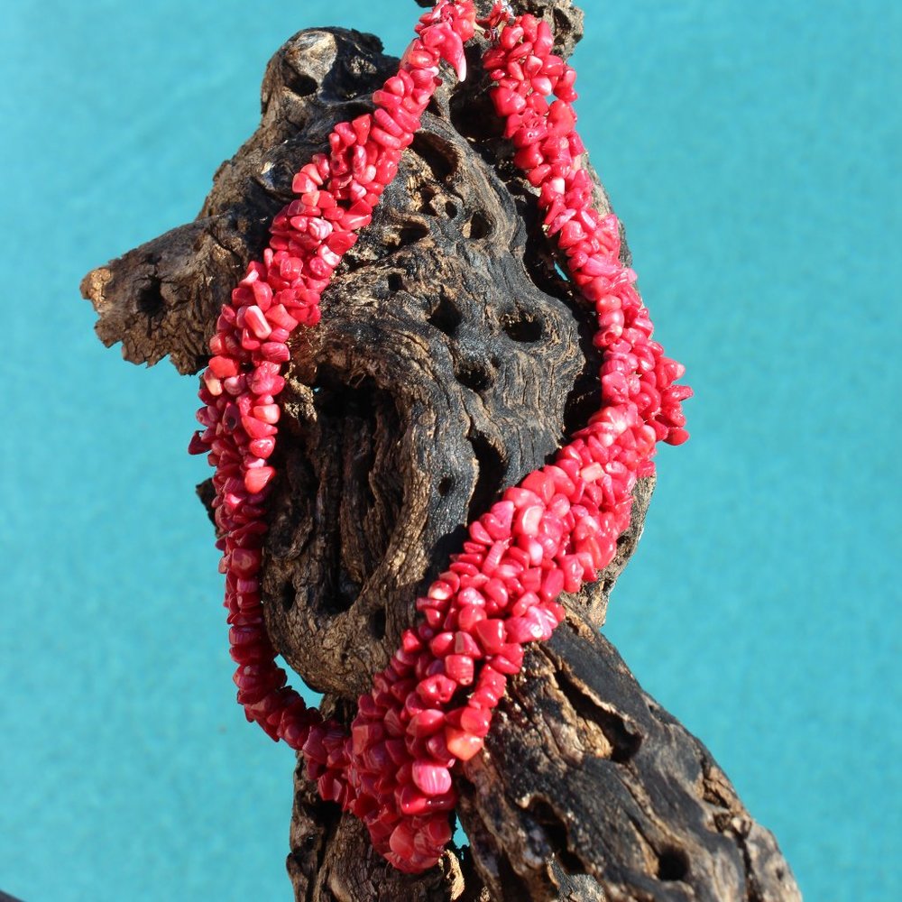 The Cleopatra Necklace Collection/ Natural Red Coral Chips